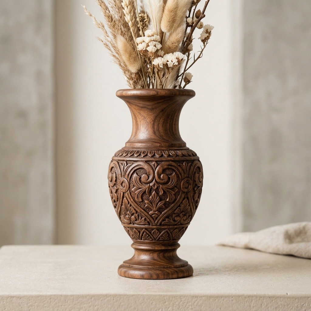 Carved Wooden Vase